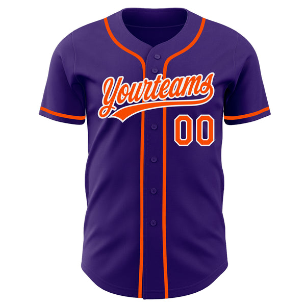 Custom Purple Orange-White Authentic Baseball Jersey