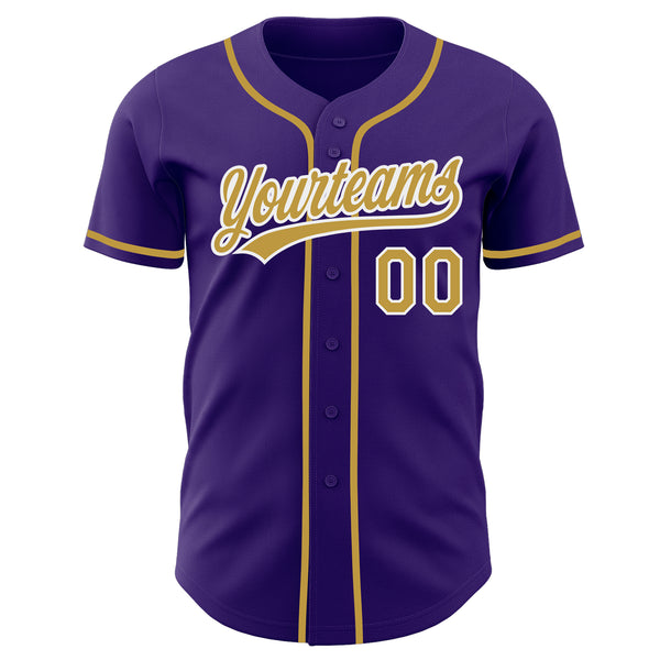 Custom Purple Old Gold-White Authentic Baseball Jersey