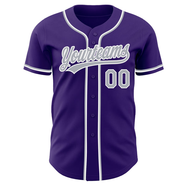 Custom Purple Gray-White Authentic Baseball Jersey