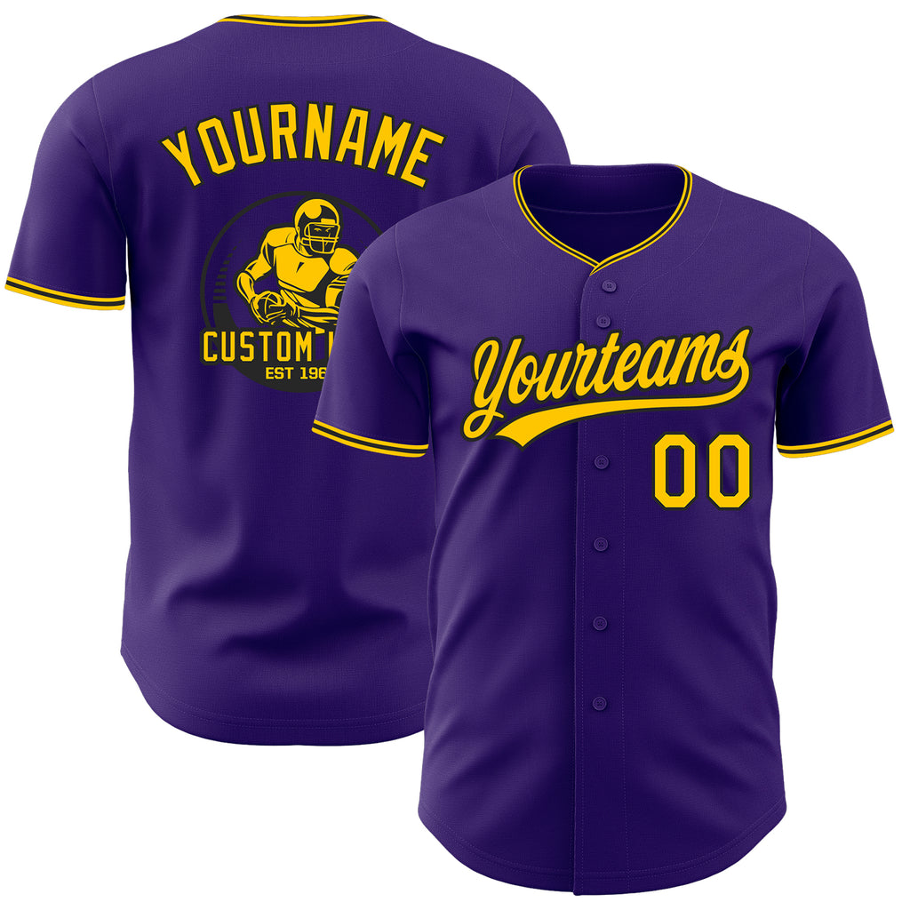Custom Purple Yellow-Black Authentic Baseball Jersey