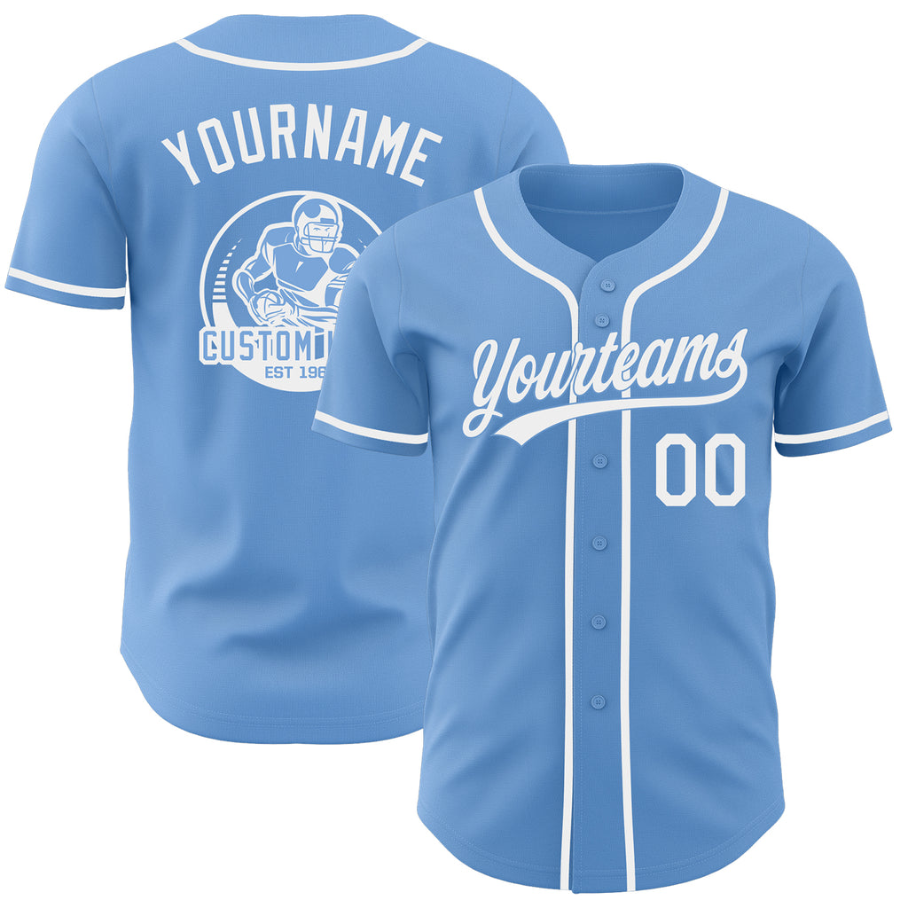 Custom Light Blue-White Authentic Baseball Jersey