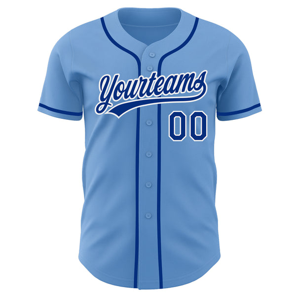 Custom Light Blue Royal-White Authentic Baseball Jersey