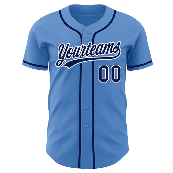 Custom Powder Blue Navy-White Authentic Baseball Jersey