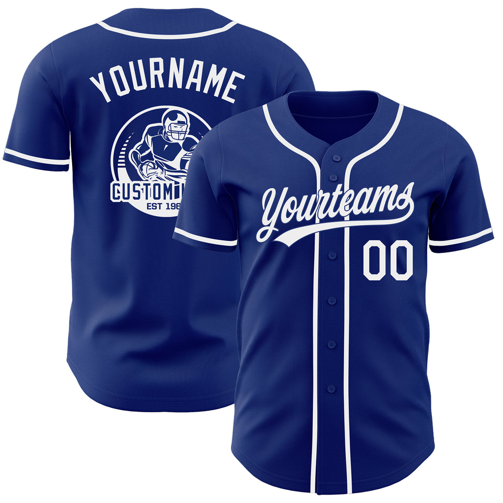 Custom Royal-White Authentic Baseball Jersey