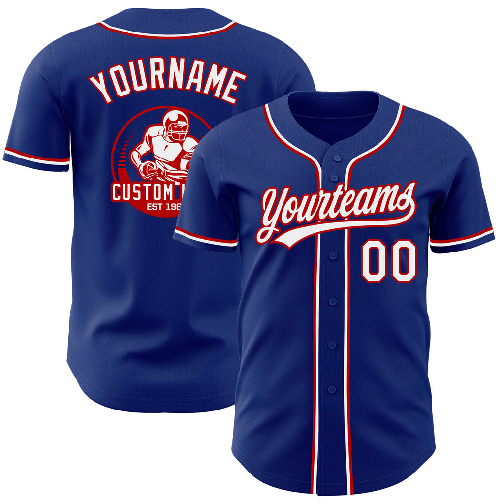 Custom Royal White-Red Authentic Baseball Jersey