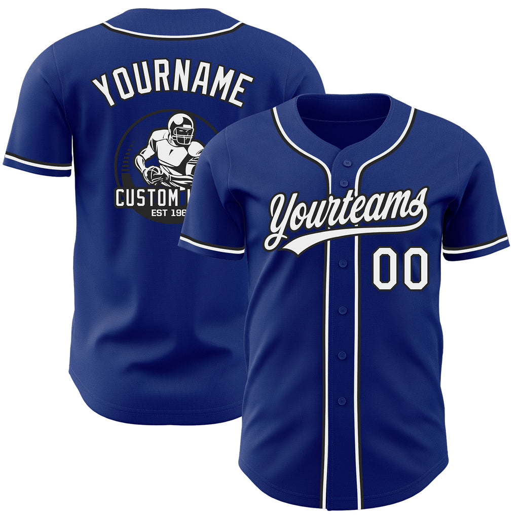 Custom Royal White-Black Authentic Baseball Jersey