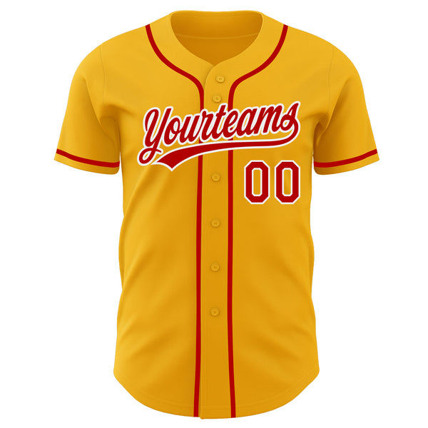 Custom Gold Red-White Authentic Baseball Jersey