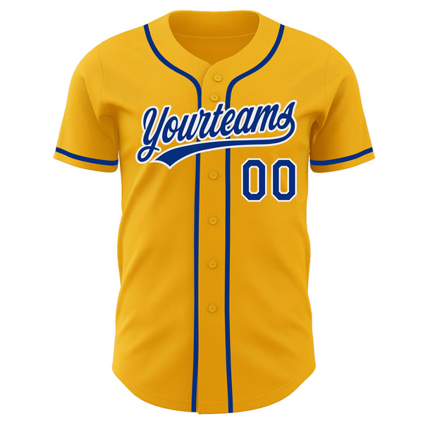 Custom Gold Royal-White Authentic Baseball Jersey