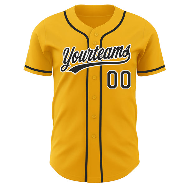 Custom Gold Black-White Authentic Baseball Jersey