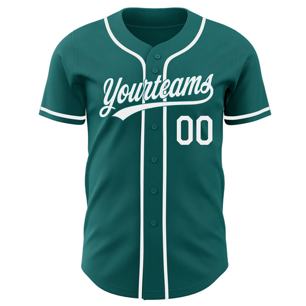 Custom Teal-White Authentic Baseball Jersey