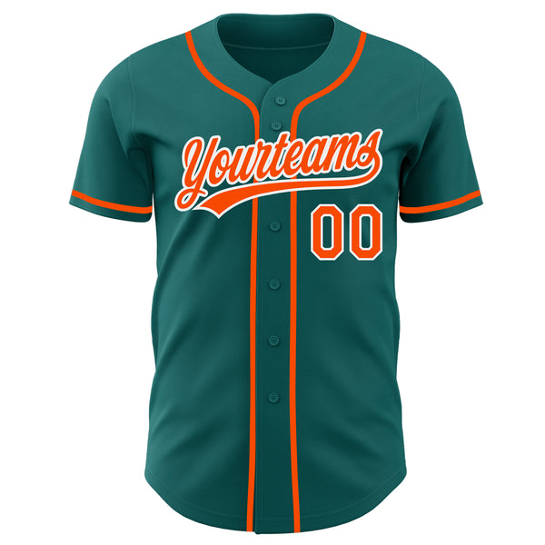 Custom Teal Orange-White Authentic Baseball Jersey