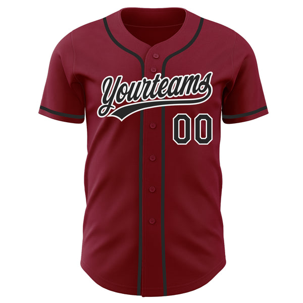 Custom Crimson Black-White Authentic Baseball Jersey