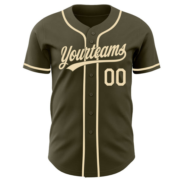 Custom Olive-Cream Authentic Baseball Jersey