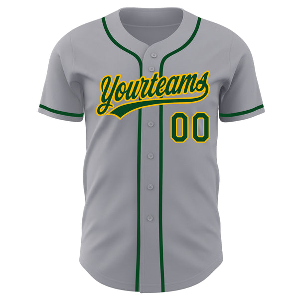 Custom Gray Green-Gold Authentic Baseball Jersey