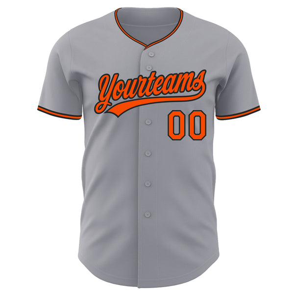 Custom Gray Orange-Black Authentic Baseball Jersey