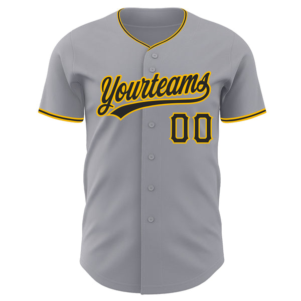 Custom Gray Black-Gold Authentic Baseball Jersey