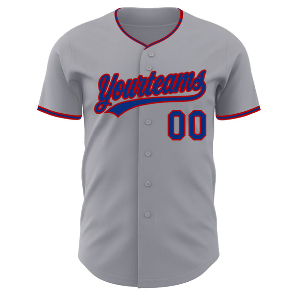 Custom Gray Royal-Red Authentic Baseball Jersey