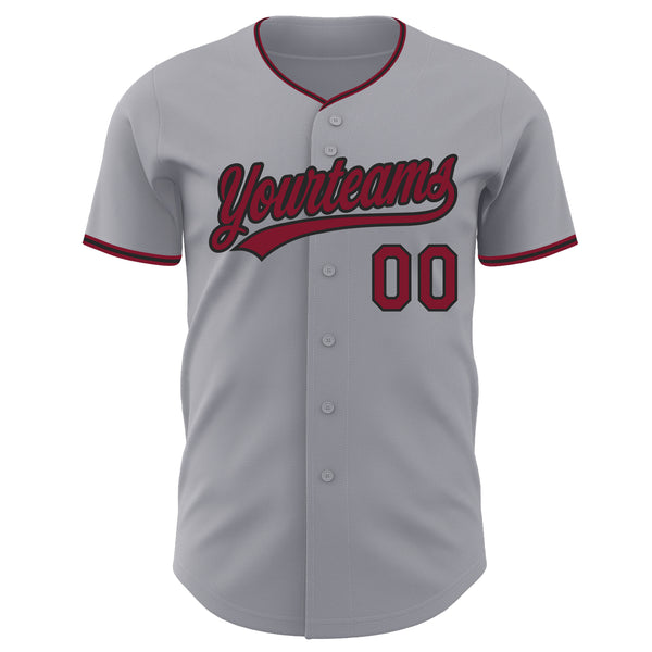 Custom Gray Crimson-Black Authentic Baseball Jersey