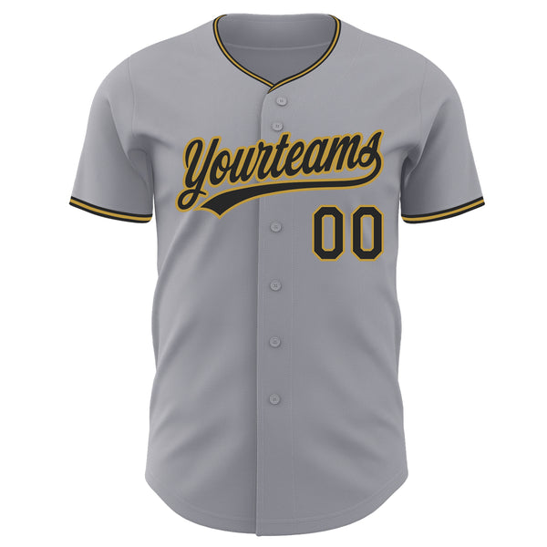Custom Gray Black-Old Gold Authentic Baseball Jersey