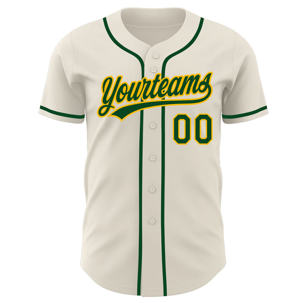 Custom Cream Green-Gold Authentic Baseball Jersey