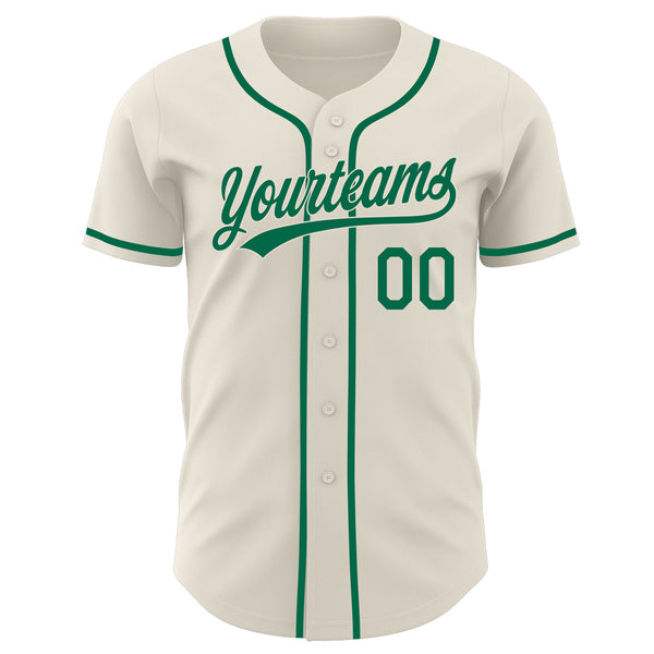 Custom Cream-Kelly Green Authentic Baseball Jersey