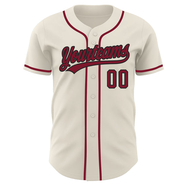 Custom Cream Crimson-Black Authentic Baseball Jersey