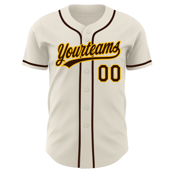 Custom Cream Brown-Gold Authentic Baseball Jersey