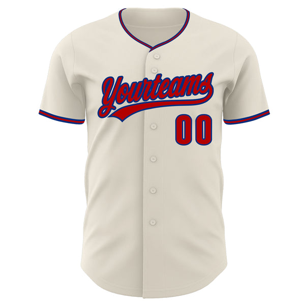 Custom Cream Red-Royal Authentic Baseball Jersey
