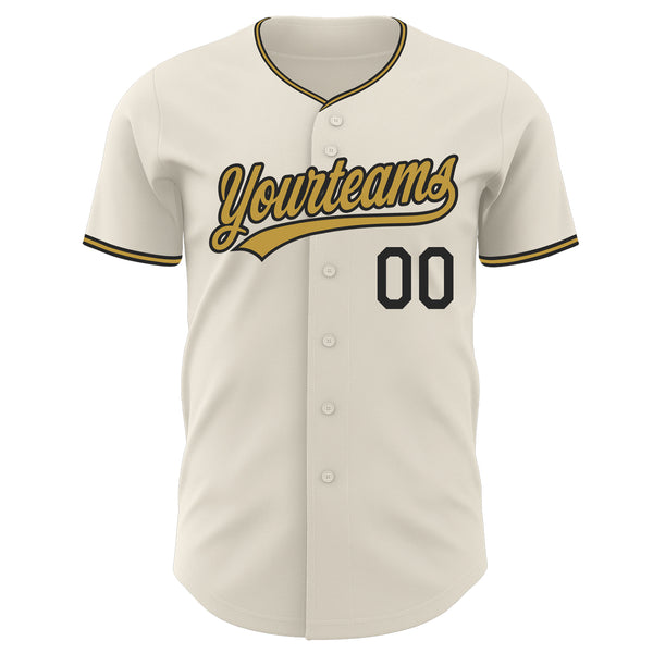 Custom Cream Black-Old Gold Authentic Baseball Jersey