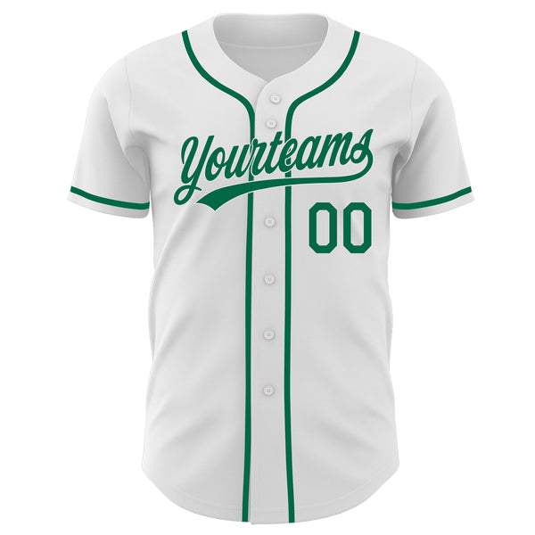 Custom White-Kelly Green Authentic Baseball Jersey