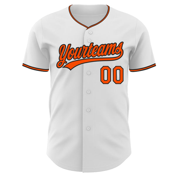 Custom White Orange-Black Authentic Baseball Jersey