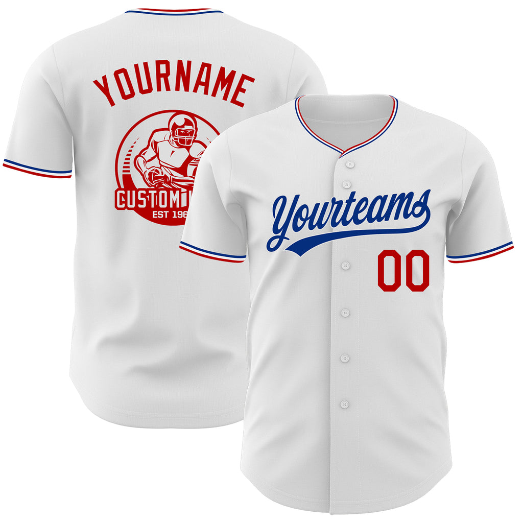 Custom White Red-Royal Authentic Baseball Jersey