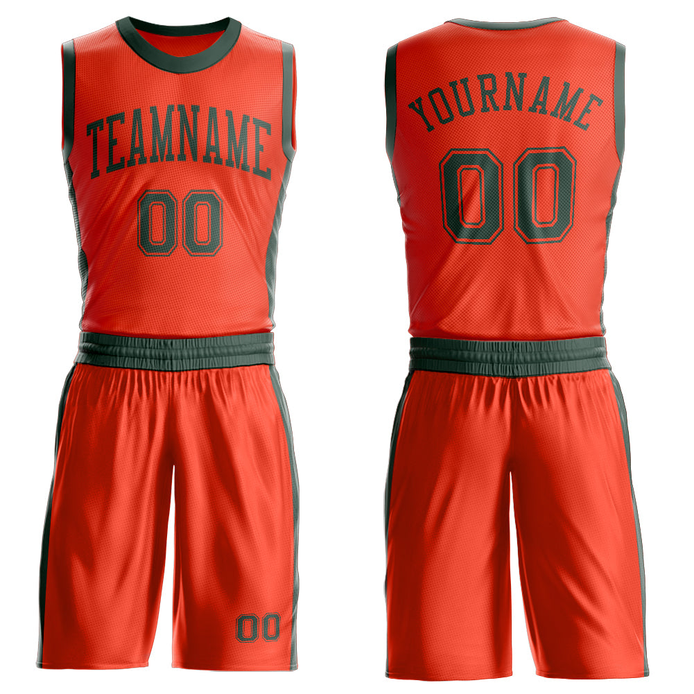 Custom Orange Green Round Neck Suit Basketball Jersey