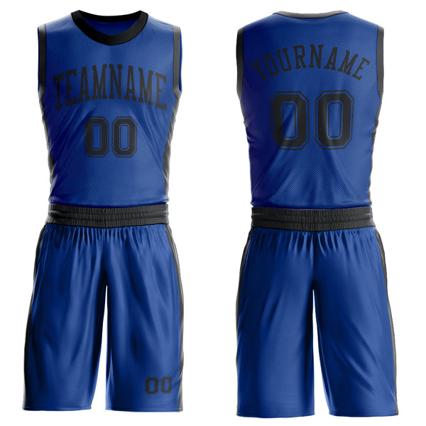 Custom Royal Black Round Neck Suit Basketball Jersey
