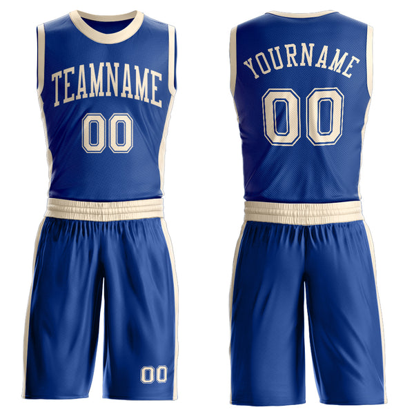 Custom Royal Cream Round Neck Suit Basketball Jersey