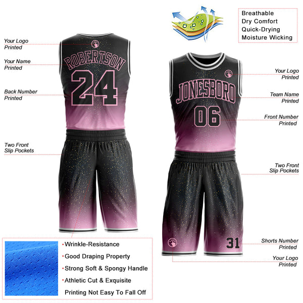 Custom Black Light Pink-White Nebula Starry Aurora Galaxy Space Round Neck Sublimation Basketball Uniform Jersey