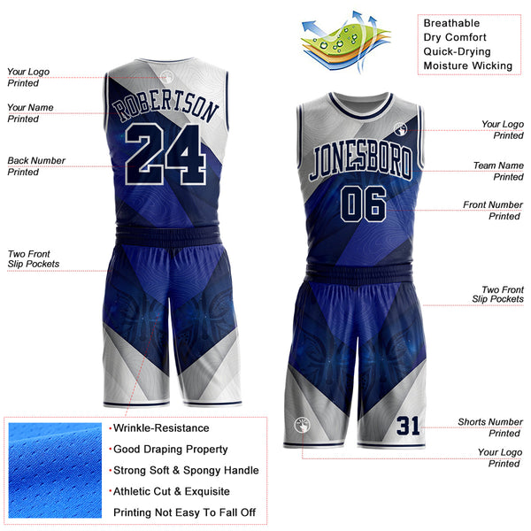 Custom Blue-White Nebula Starry Galaxy Space Round Neck Sublimation Basketball Uniform Jersey