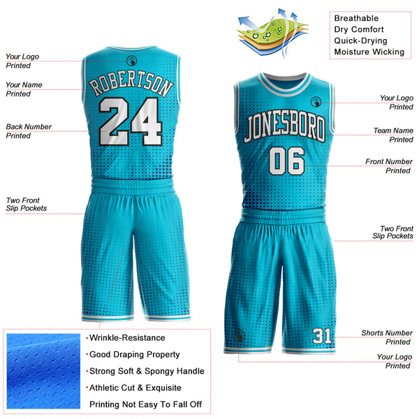 Custom Lakes Blue White-Black Gradient Dot Round Neck Sublimation Basketball Uniform Jersey