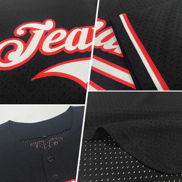 Custom Black Burgundy-White Mesh Authentic Throwback Baseball Jersey