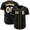 Custom Black White-Old Gold Authentic Baseball Jersey