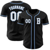 Custom Black White-Light Blue Authentic Baseball Jersey