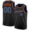 Custom Black Blue-Orange Authentic Basketball Jersey