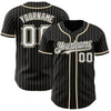 Custom Black Cream Pinstripe White Authentic Baseball Jersey