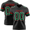 Custom Black Kelly Green White-Red Authentic Football Jersey