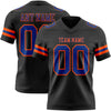 Custom Black Royal-Orange Authentic Football Jersey