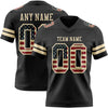 Custom Black Vintage USA Flag-Cream Authentic Football Jersey