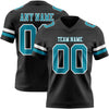 Custom Black Teal-White Authentic Football Jersey
