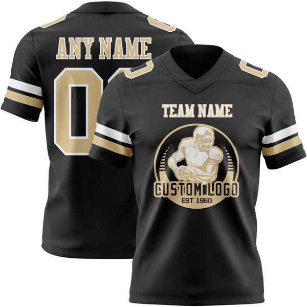 Custom Black Vegas Gold-White Mesh Authentic Football Jersey