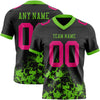 Custom Black Hot Pink-Aurora Green 3D Pattern Splash Authentic Football Jersey
