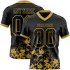 Custom Black Old Gold 3D Pattern Splash Authentic Football Jersey